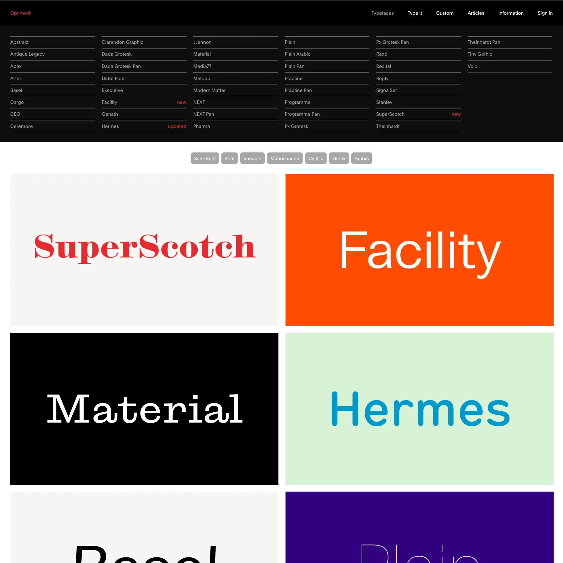 Typefaces « Optimo