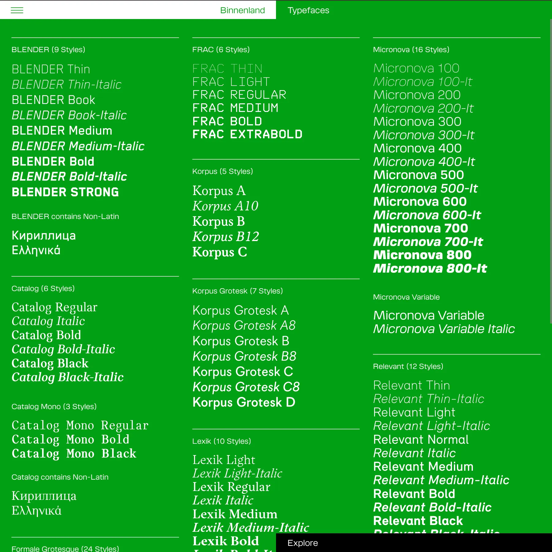 Binnenland Typefaces
